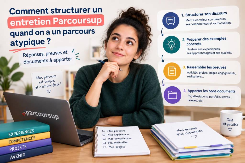 Comment structurer un entretien parcoursup quand on a un parcours atypique : réponses, preuves et documents à apporter