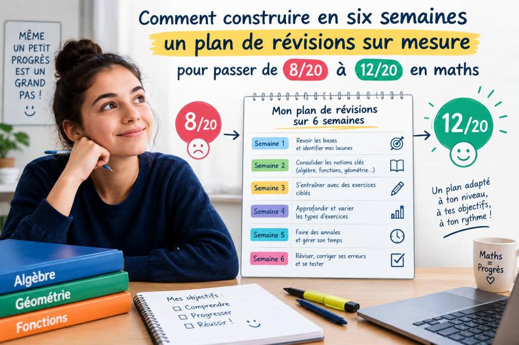 Comment construire en six semaines un plan de révisions sur mesure pour passer de 8/20 à 12/20 en maths